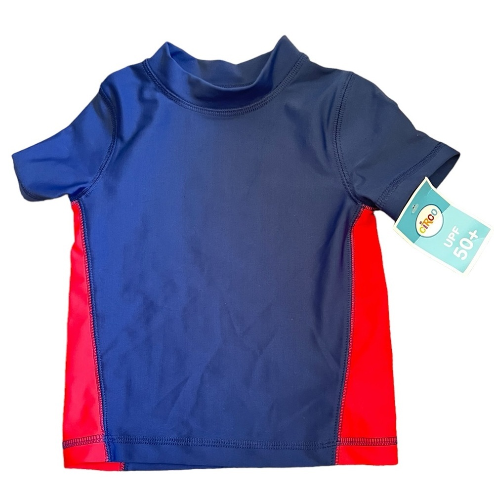 Circo | NWT Short sleeve rashguard spandex swim shirt blue/red size 12 m…